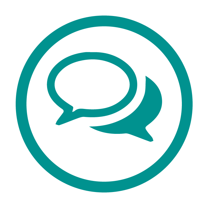 Circle icon with two speech bubbles