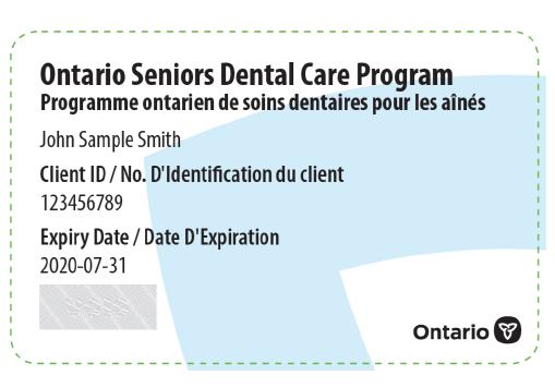 Sample seniors dental card