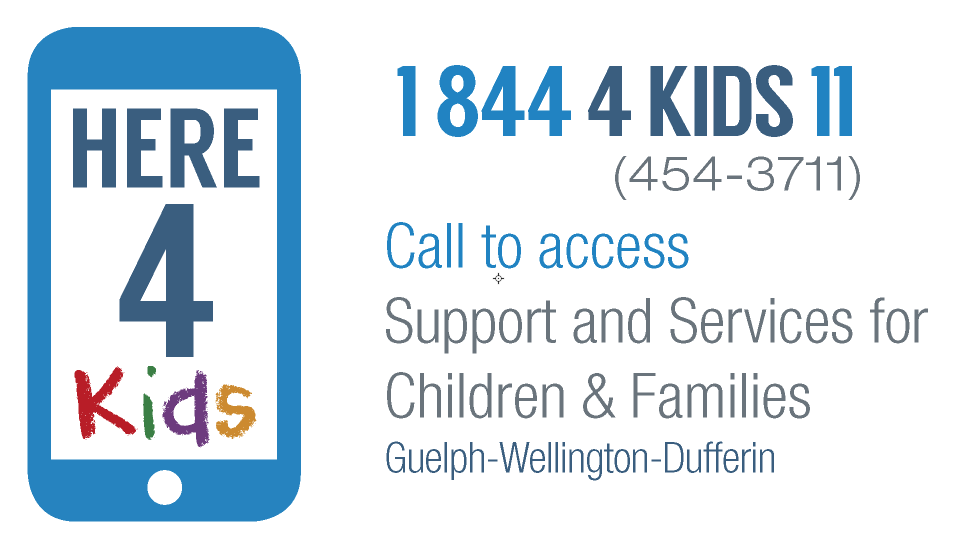 Here 4 Kids Logo, phone number and tagline.