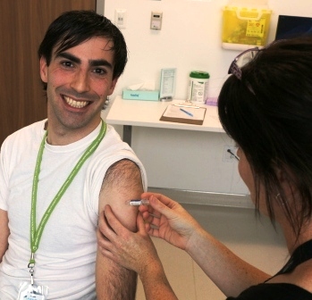 Dr. Tenenbaum getting his flu shot (2018)