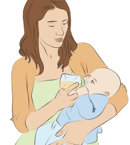 mom feeding baby