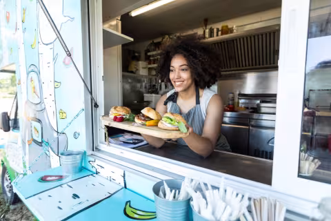 food truck vendor serving food