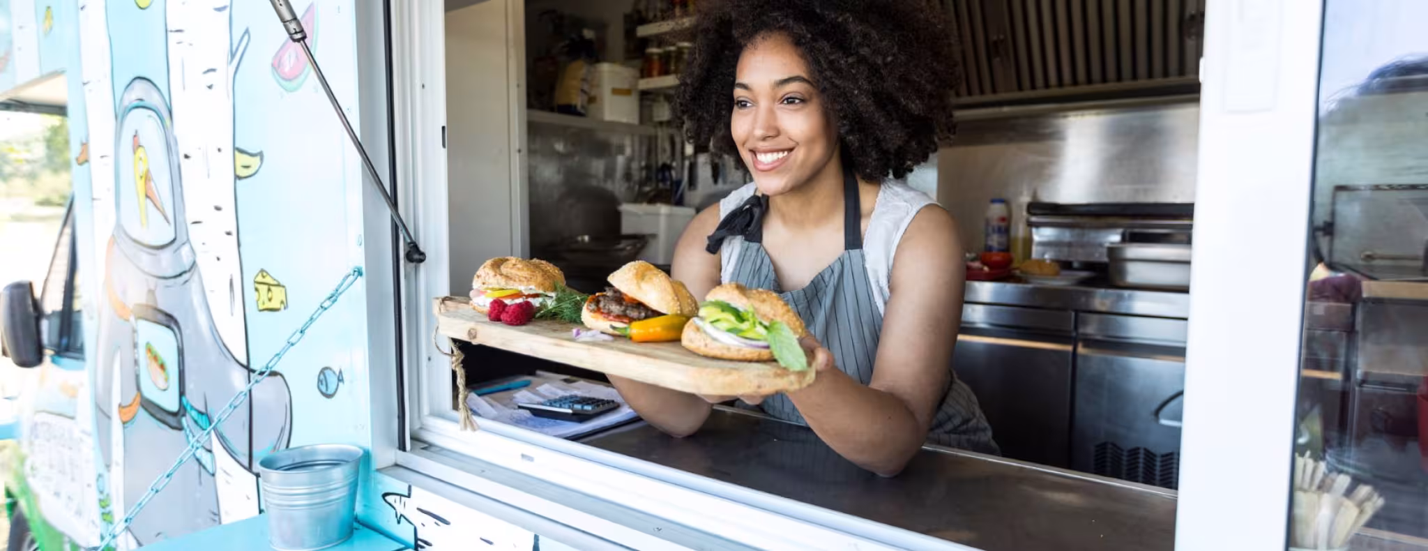 food truck vendor serving food
