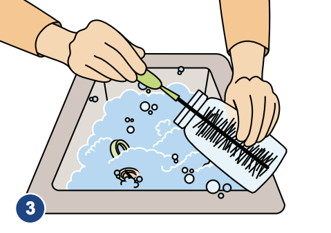 using a bottle brush